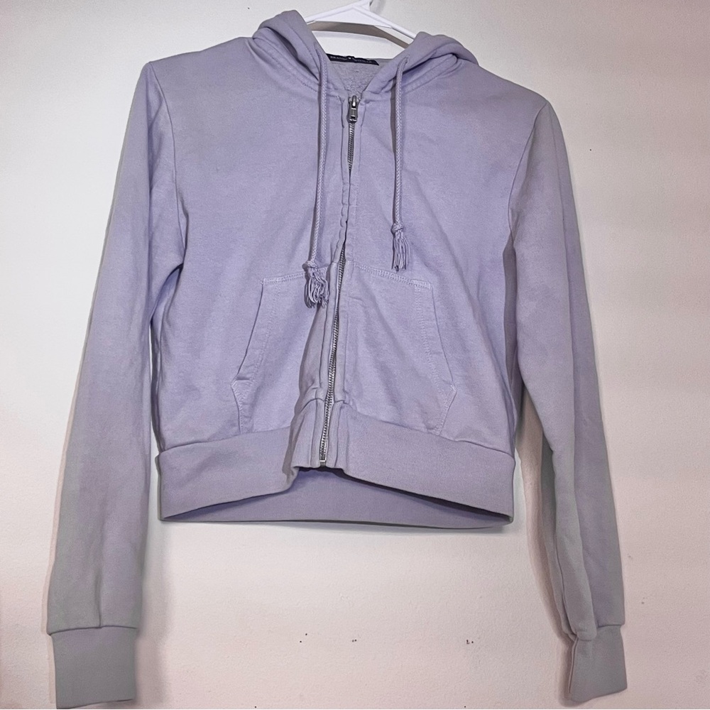 Brandy Melville Cropped Christy Style Lilac Zip-Up